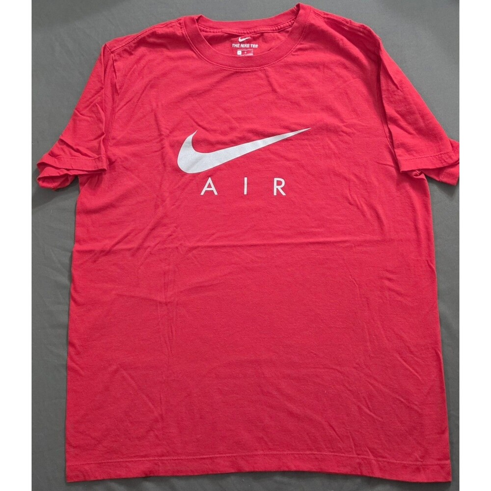 Men's Nike Air Swoosh Graphic T-Shirt Red Silver Logo Athletic Tee Size M